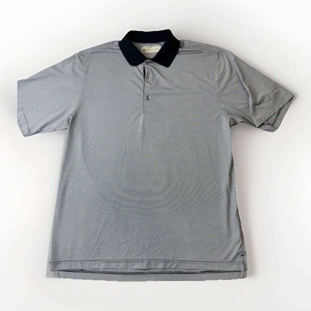 Donald Ross Golf Polo Striped Shirt Black Collar Men’s Size L